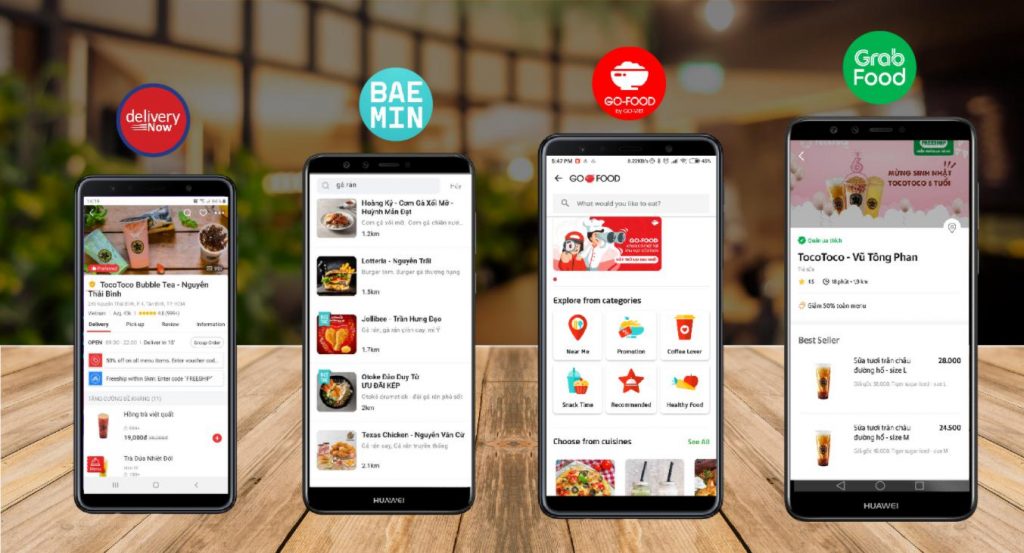 Hợp tác với các app order thực phẩm, đồ uống